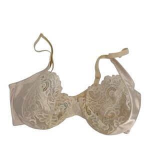 Vintage Lily Of France Lace Underwire Bra Ivory Size 34C Full Coverage